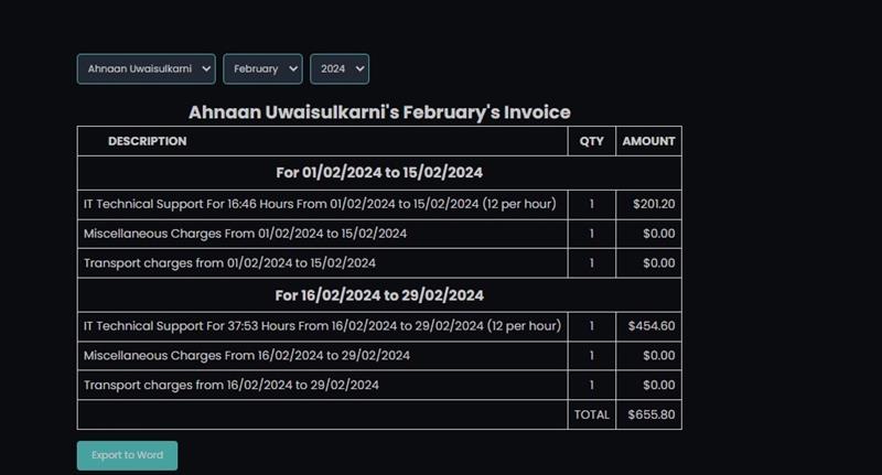 Invoice View Page
